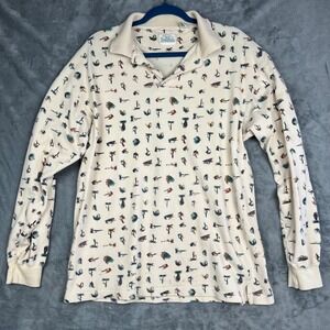 VTG BD Baggies Mens M Long Sleeve Polo Shirt Fishing Fly Lure Cotton Grandpacore
